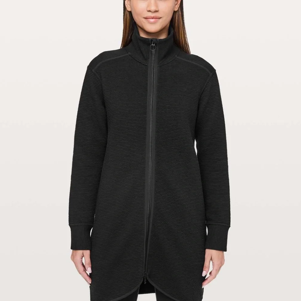 Lululemon On Repeat High-Collared Long Full-Zip Jacket Black - Picture 1 of 8